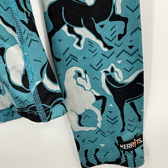 Kerrits Women's XS Long-Sleeve Equestrian Print Top Blue & Black - Picture 3 of 7